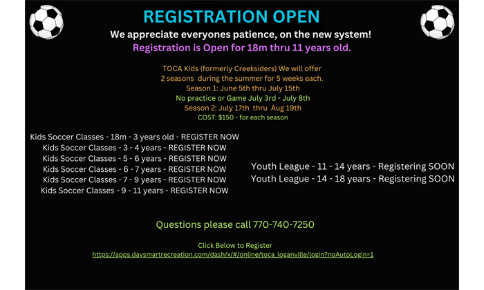 SUMMER REGISTRATION OPEN
